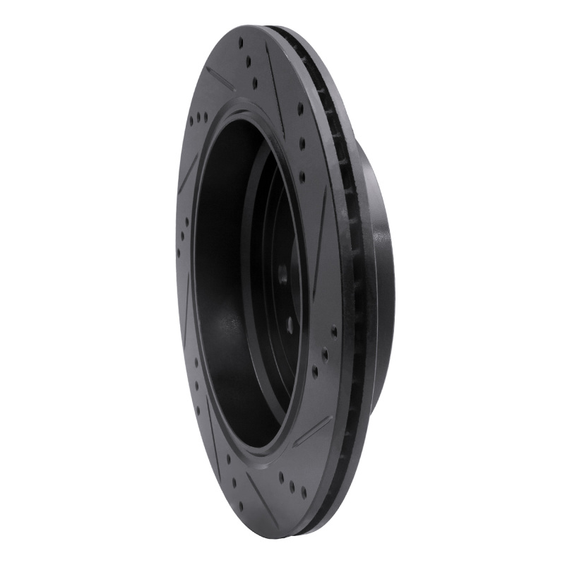 Land Rover LR3 Brake Rotor (1) - Rear Left - R1 Concepts - Drilled & Slotted - Black - `05-`07